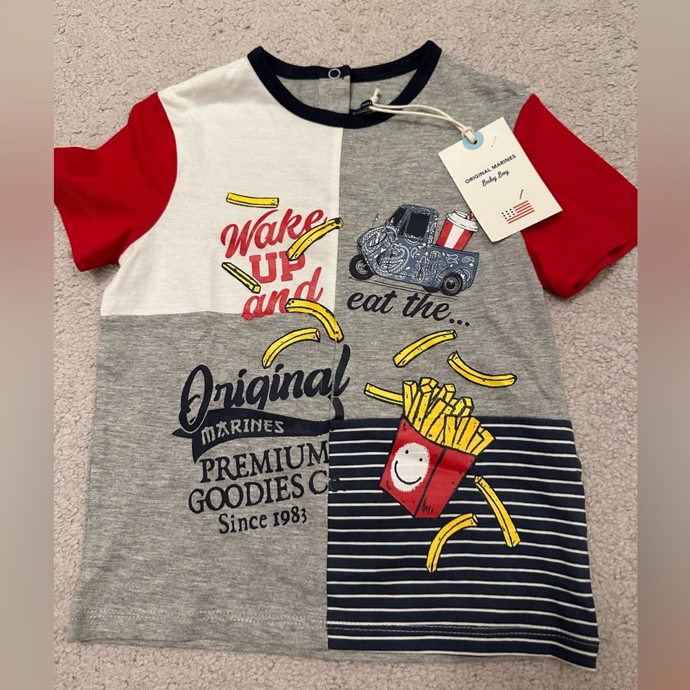 Kids Graphic T-Shirt - Red, Gray, White